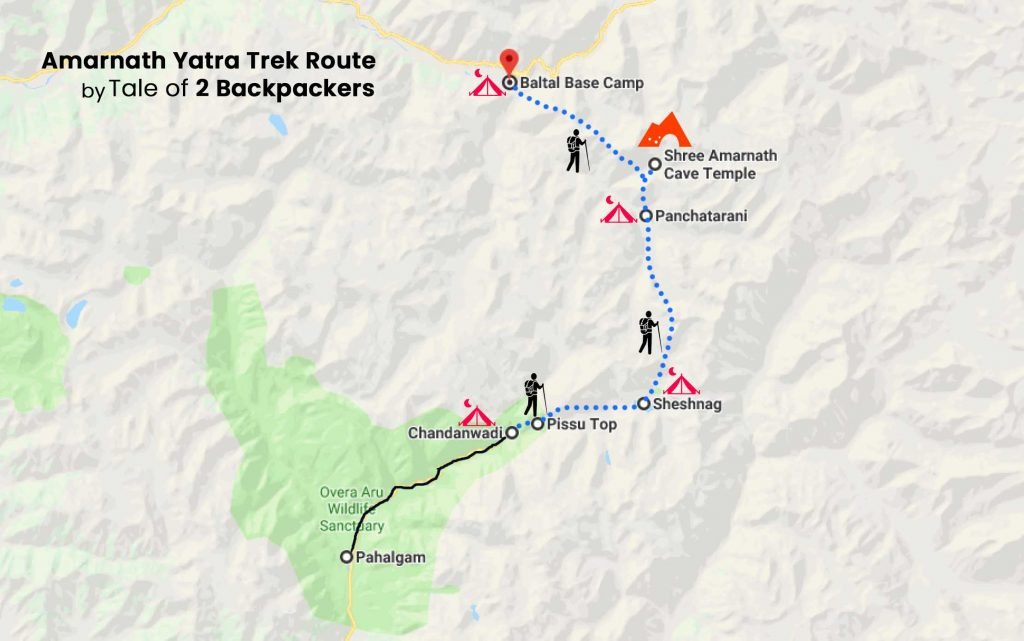 Amarnath Yatra Trek Route Map | Tale Of 2 Backpackers