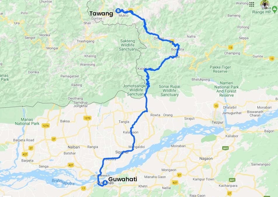 Tawang In India Map Guwahati To Tawang Road Map Via Nh13 - Tale Of 2 Backpackers