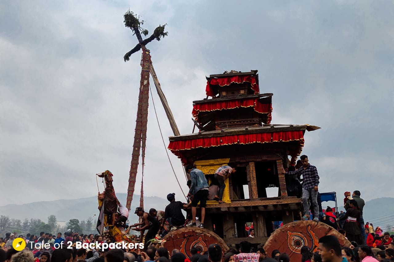 Chariot of Bhairab and the Bisket Pole at Bhaktapur Nepal
