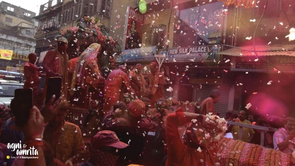 Flowers and colours during Holi in Kolkata