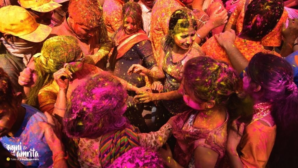 People playing with colours during Holi in India