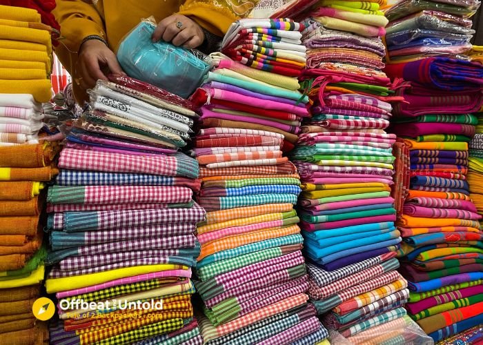 Handlooms sold at ima keithel or Mothers Market - Places to visit in Imphal