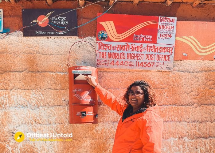 Posting letter from Hikkim Post Office - world's highest post office - in Spiti Valley