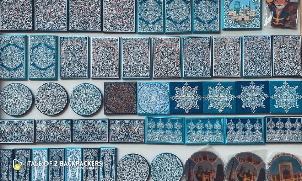 Tiles at a handicraft shop inside Ichan Qala Khiva