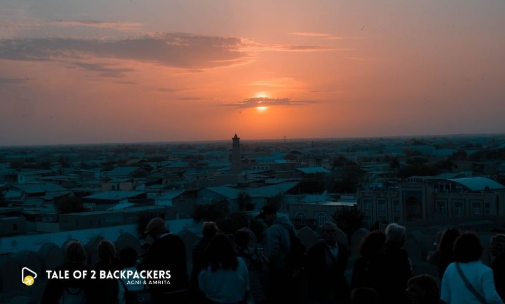 Watching the sunset from the tower of Kunha Ark Fortress in Khiva