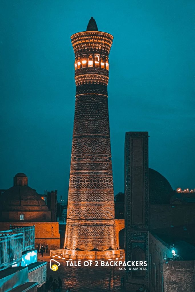 Night view of Kalyan Minaret in Bukhara