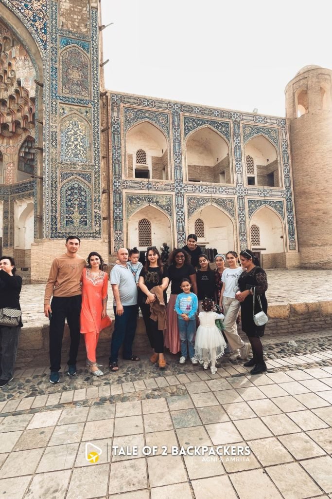 Taking photographs with Uzbek locals in Bukhara
