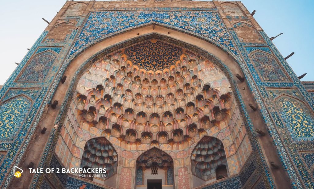 The facade of Abdulaziz Khan Madrasah in Bukhara