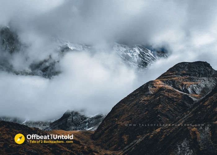 First Glimpse of the Kanchenjunga ranges amidst the clouds