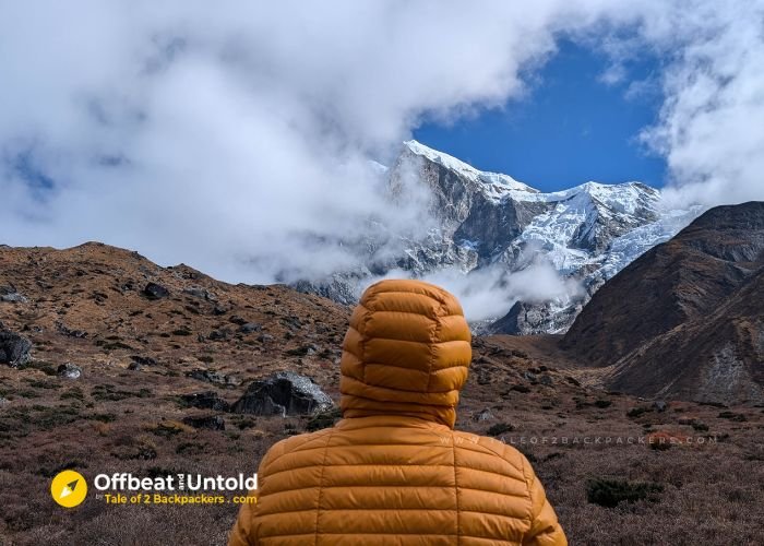 Looking at the Kanchenjunga ranges from Samiti Lake at Goechala Trek, Sikkim