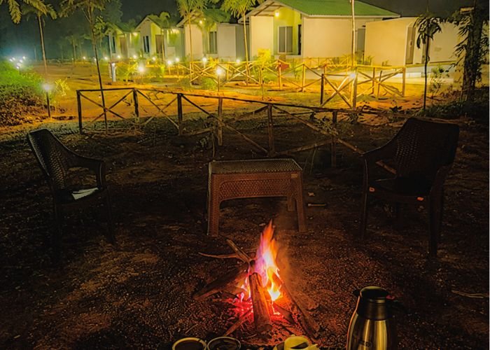 Campfire at the jungle camp